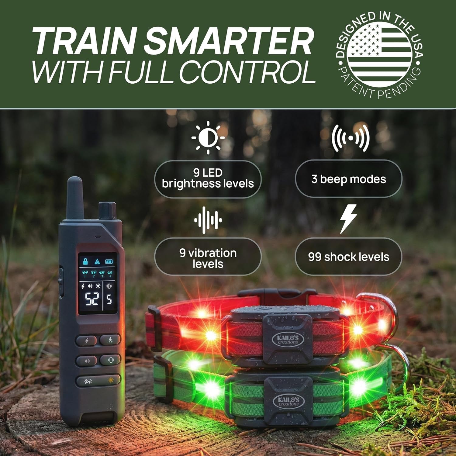 Dog Training Collar for 2 Dogs with LED Lights 4200FT Waterproof