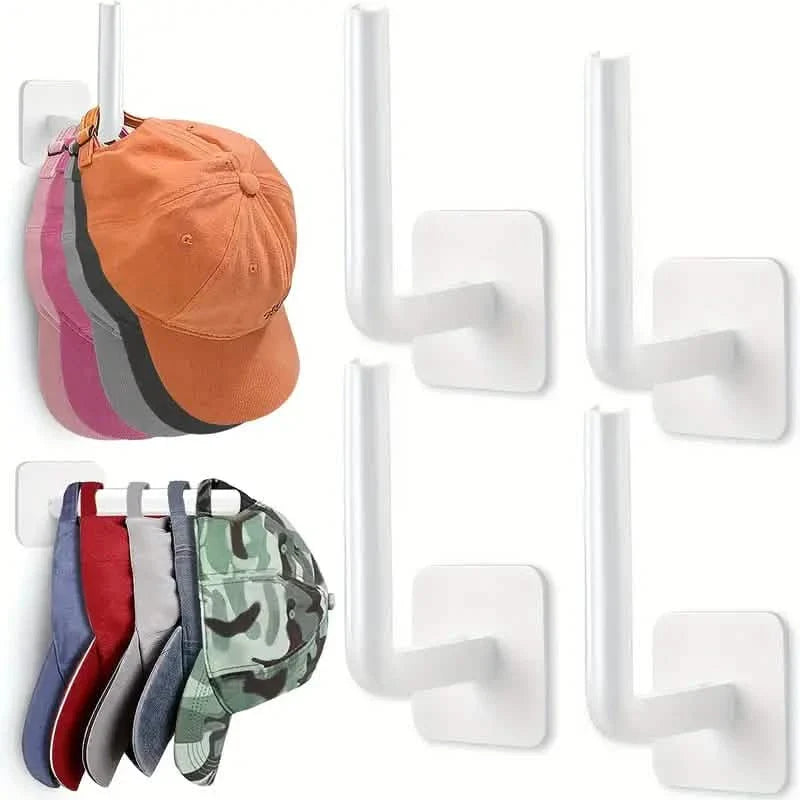 4-Pack: Wall Hat Rack, L-Shaped Storage Rack with Strong Adhesive