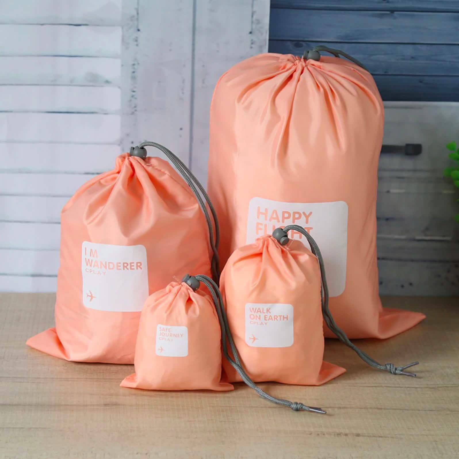 4-Pack: Waterproof Drawstring Bag Set