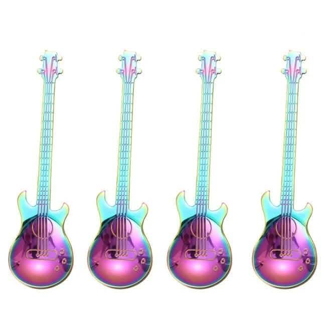 4-Piece: Guitar-Shaped Spoon Set
