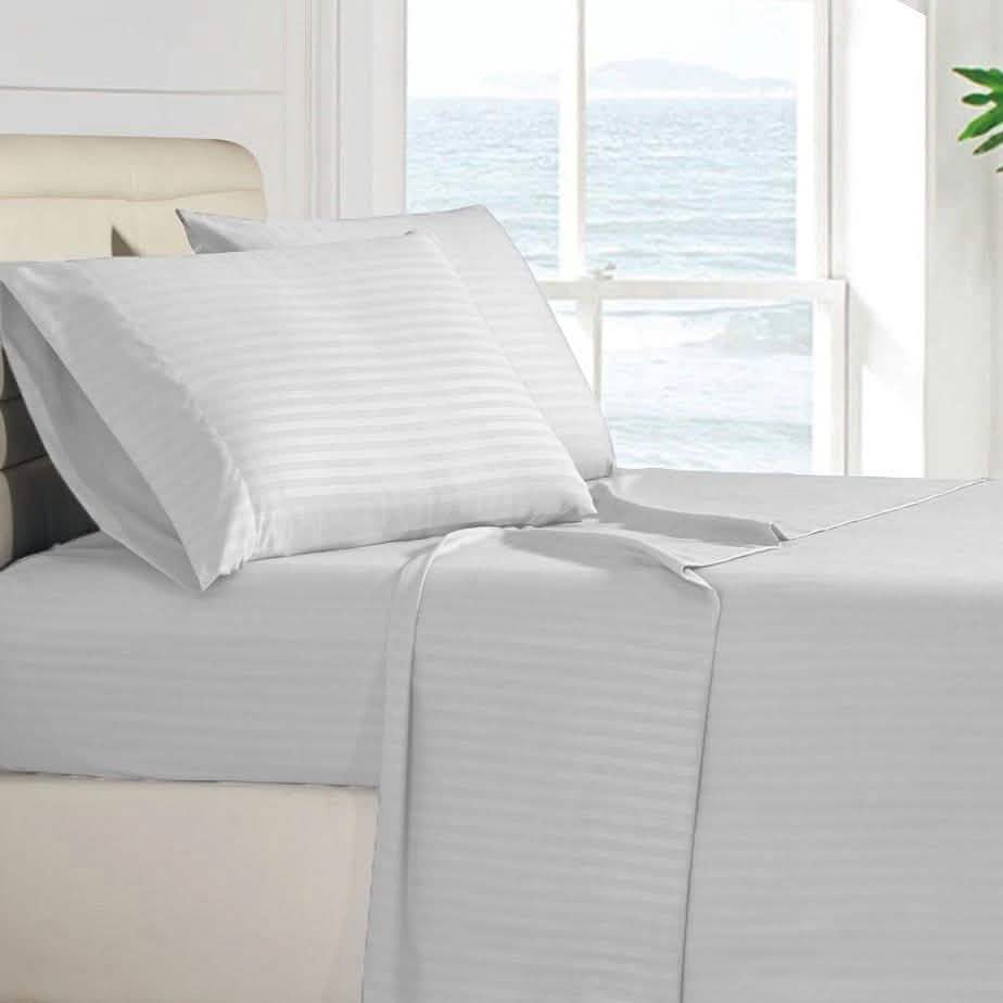 4-Piece: Stripe Smooth Textured Bedding Sheet Set