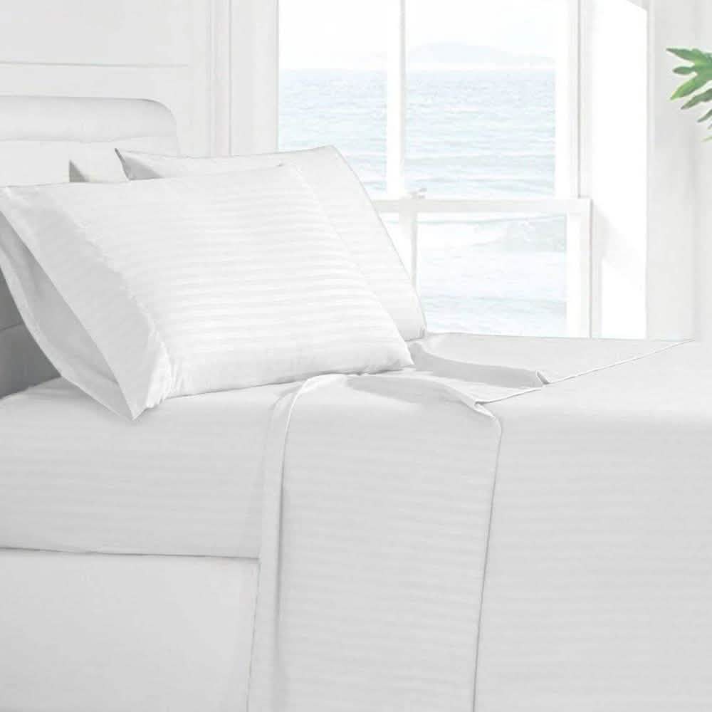 4-Piece: Stripe Smooth Textured Bedding Sheet Set