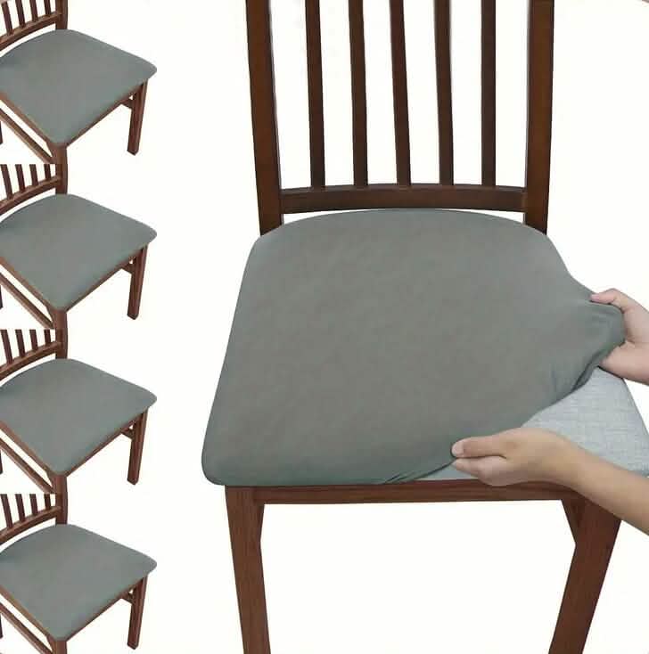 4-Pieces: Solid Color Brushed High Elastic Chair Cover