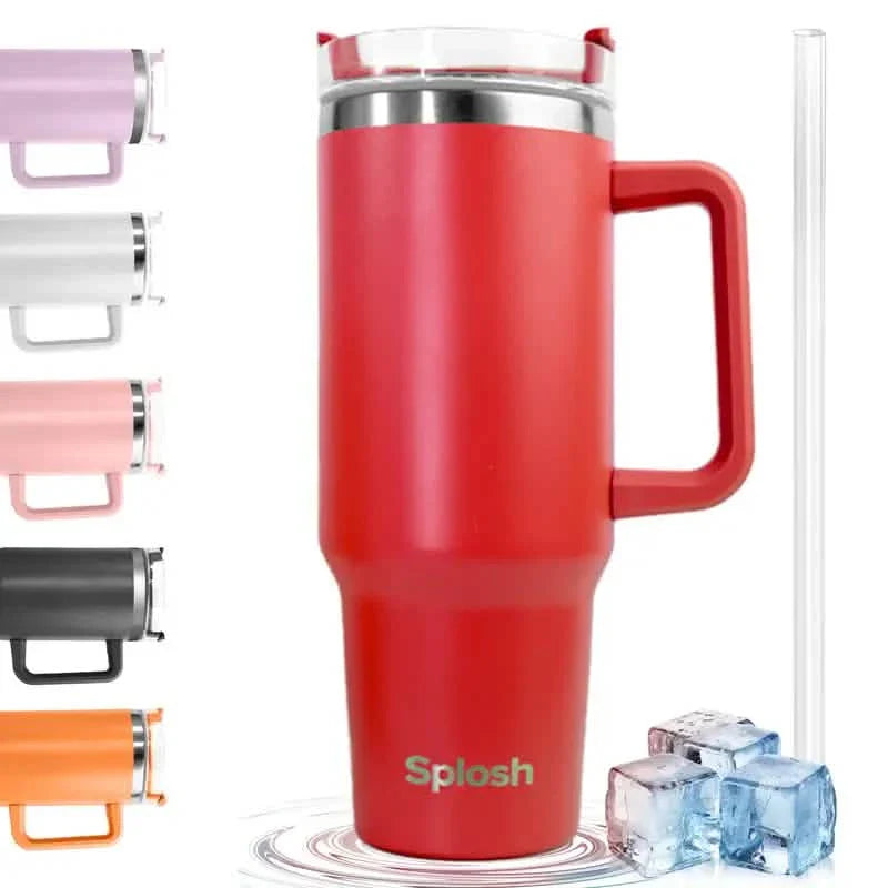 40 Oz Insulated Coffee Tumbler with Handle and Straw