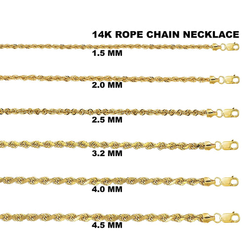 14K Yellow Gold Rope Diamond Cut Chain Necklace