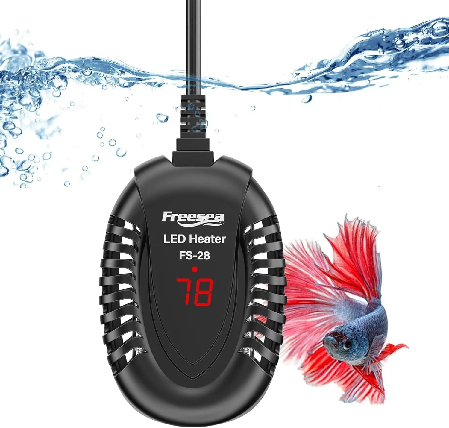 50W Submersible Aquarium Heater with External Temp Controller for Betta, Turtle, Fresh & Saltwater, 1-10 Gal