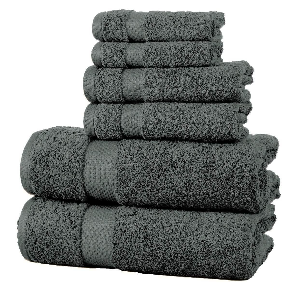 6-Pack: 100% Cotton Towel Set - Assorted Colors