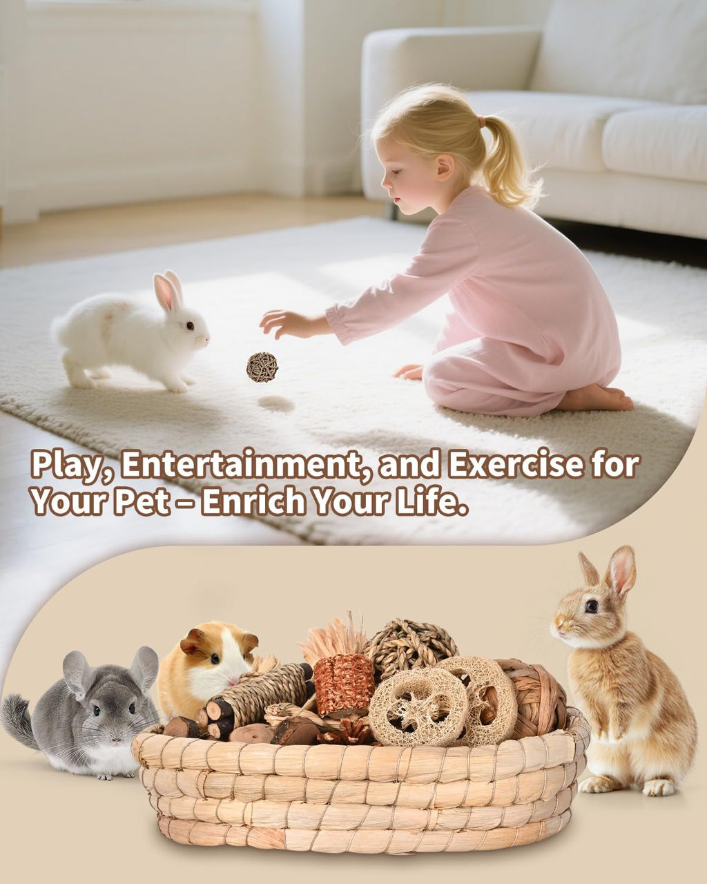 Rabbit Chew Toys 31PCS Natural Small Pet Toys Teeth Grinding Set