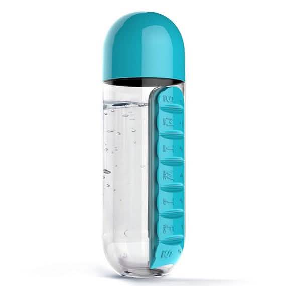 7-Day Pill Tablet Medicine Organizer Water Drink Bottle Holder Box