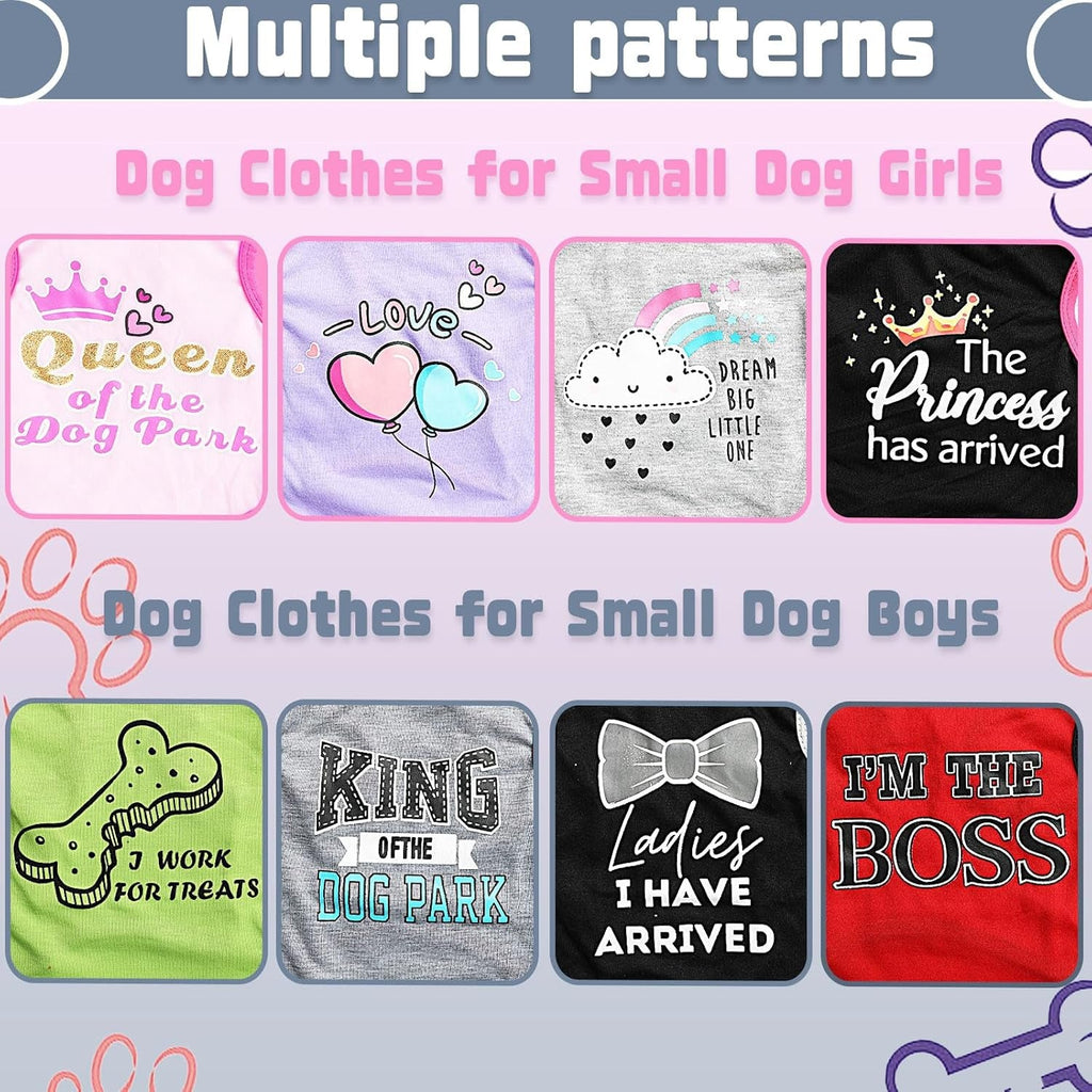 4 Pack Small Dog Shirts Cute Puppy Clothes for Chihuahua Yorkie