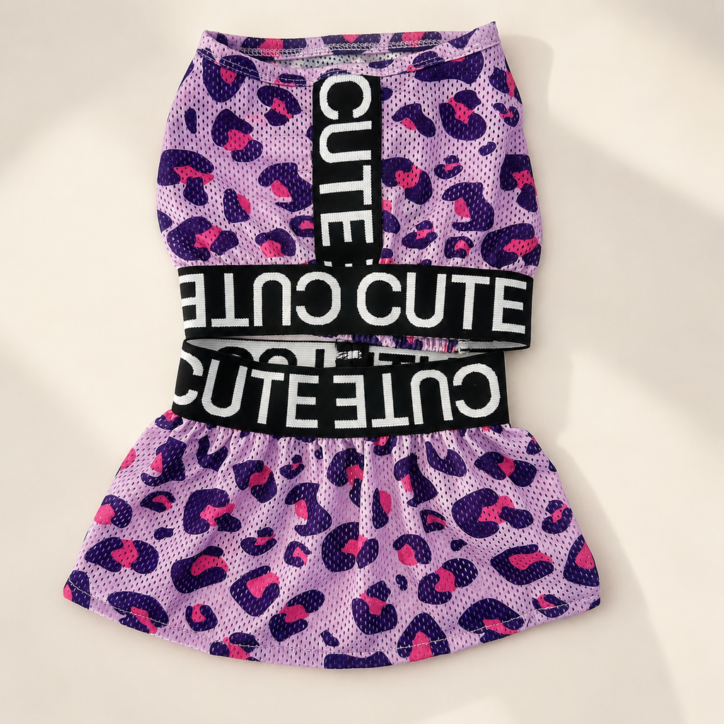 Purple Leopard 2-Piece GYM Dog Dress Set