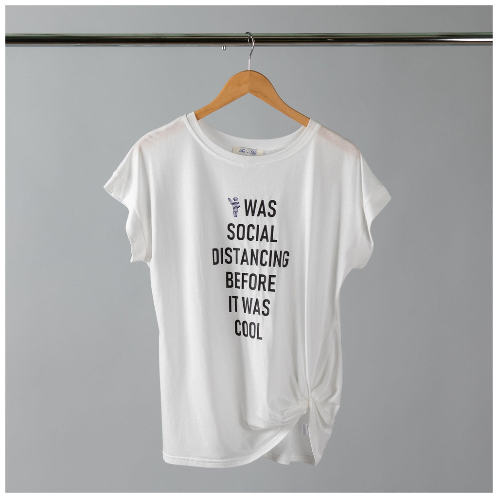 Social Distancing Dolman Front Twist T-Shirt