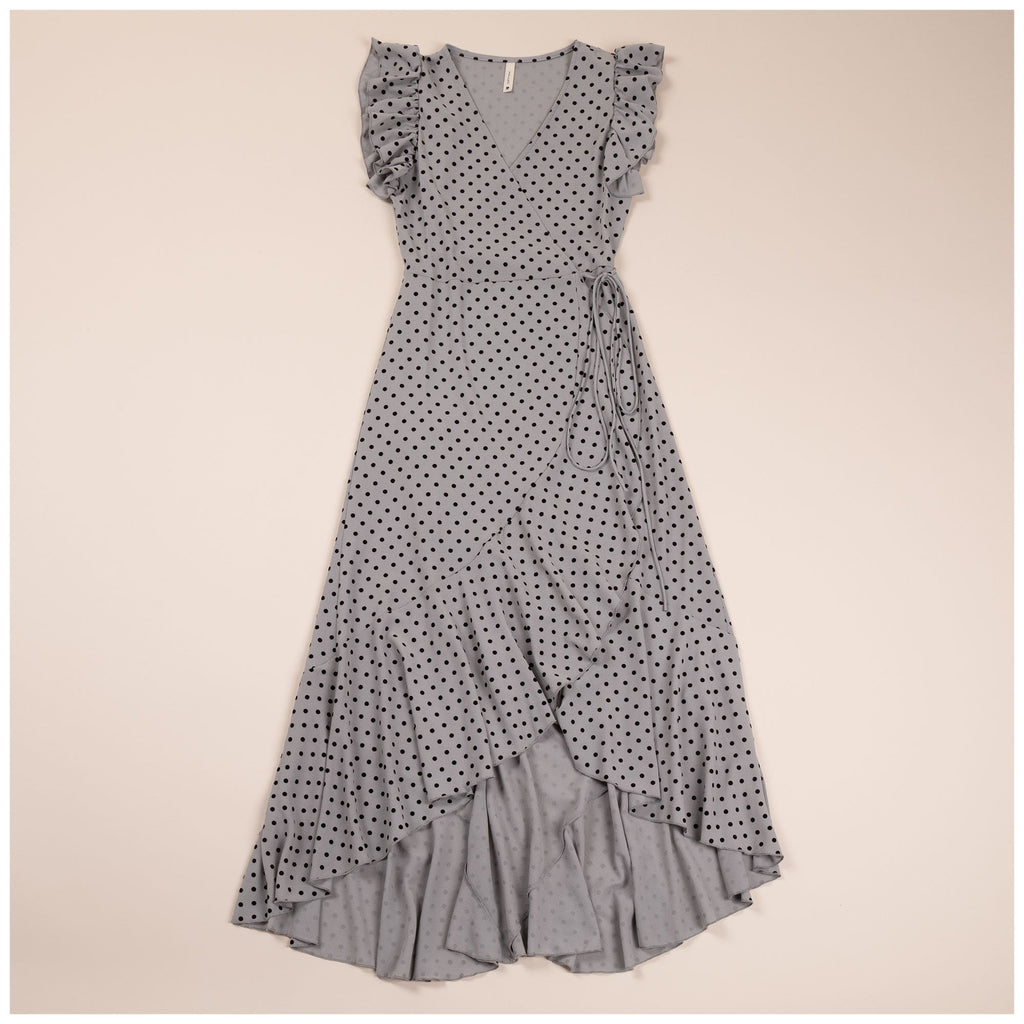 Polka Dot Maxi Wrap Dress