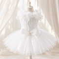 Luxury Classic White Pet Wedding Dress Elegant Floral Tulle Dog Dress