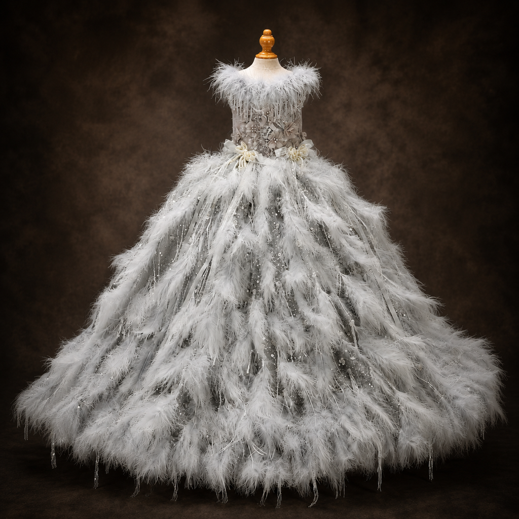 Feather Fantasy Pet Gown | Luxury Dog Dress for Special Occasions