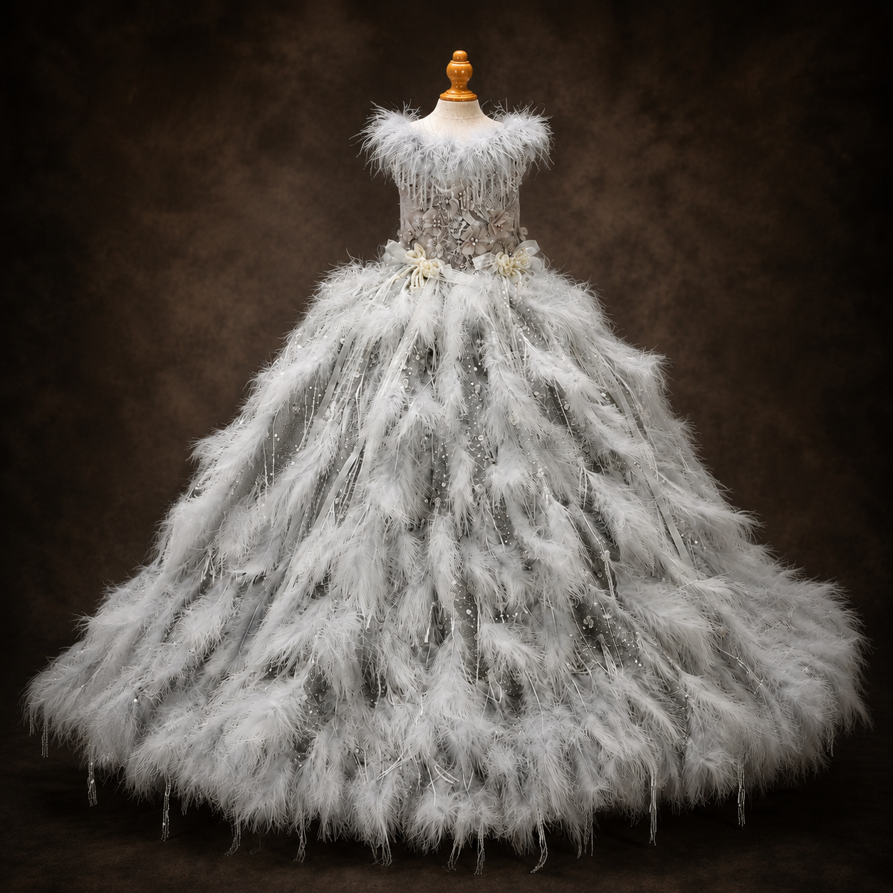 Feather Fantasy Pet Gown | Luxury Dog Dress for Special Occasions