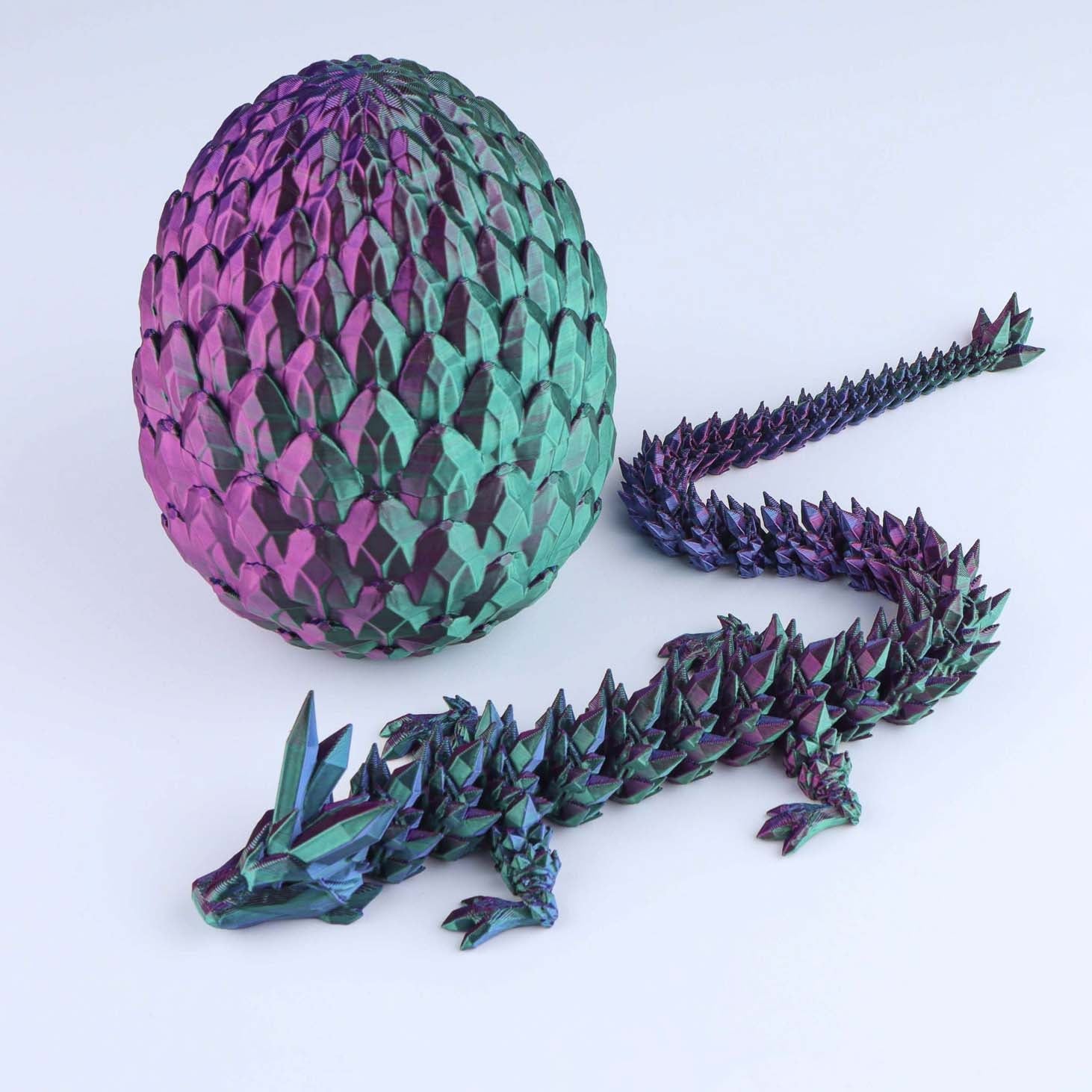 3D Printed Crystal Dragon Fidget Toy – Articulated Flexible Desk Toy Gift