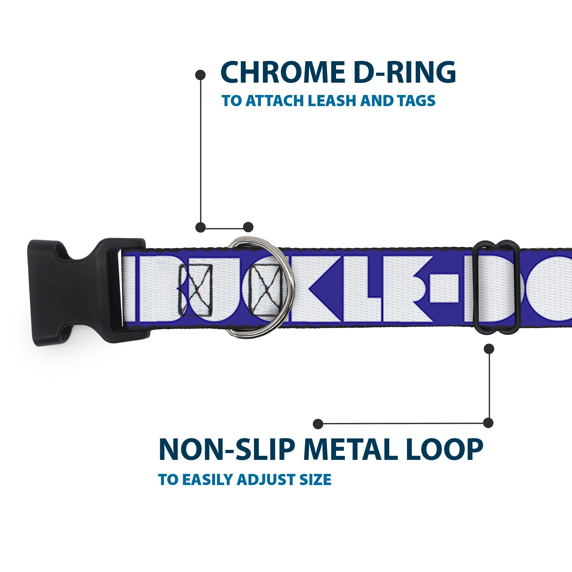 Plastic Clip Collar - BUCKLE-DOWN Shapes Blue/White