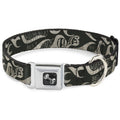 Dog Bone Seatbelt Buckle Collar - BD AUTHENTIC SEATBELT BELT SINCE 1993 Flames Olive/Tan
