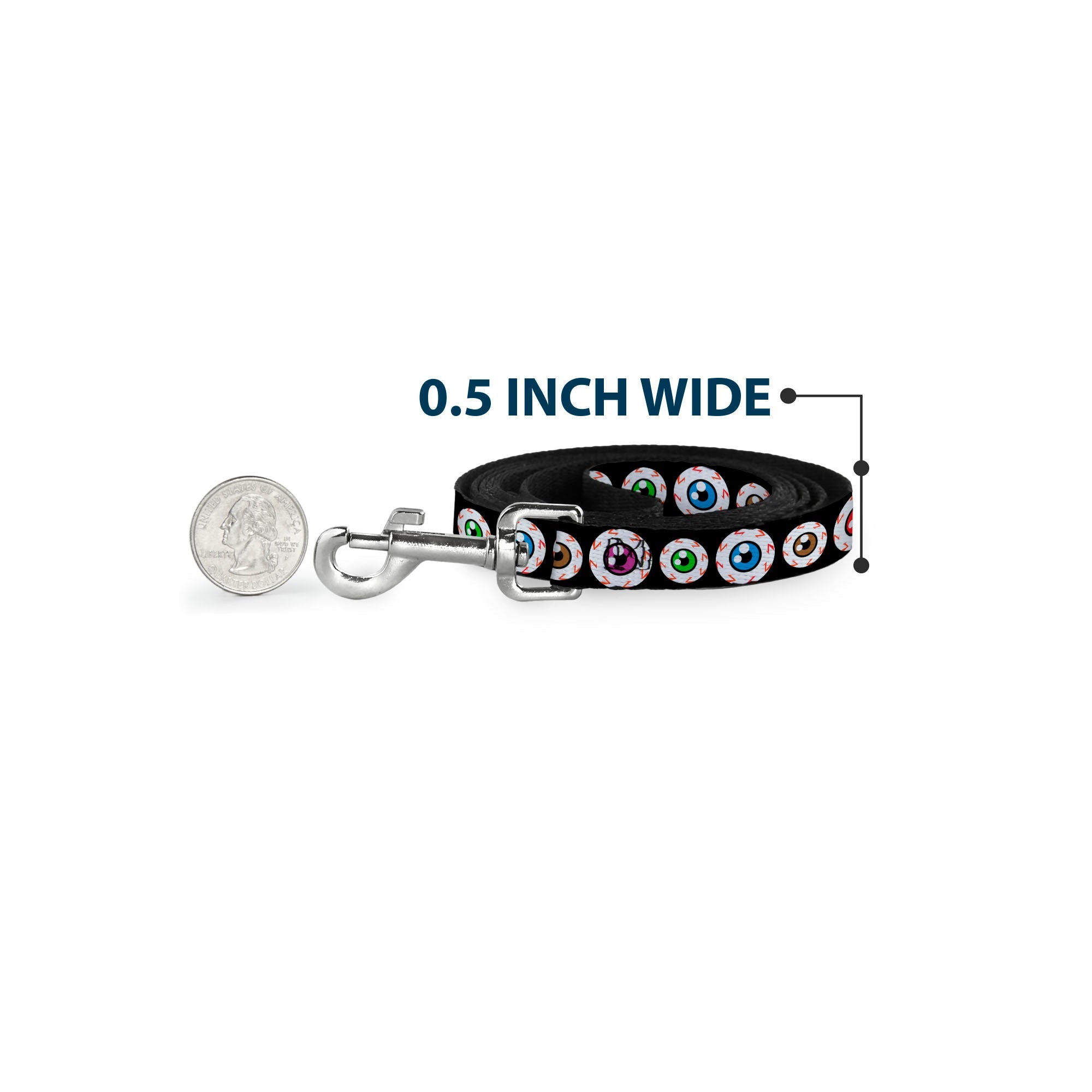 Dog Leash - Eyeballs Black/Multi Color