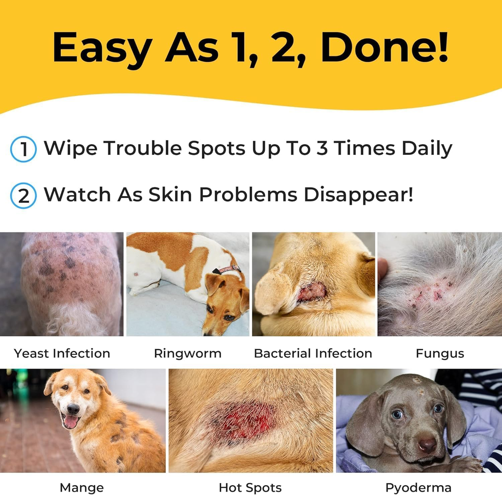Dog Medicated Wipes Chlorhexidine Ketoconazole Antibacterial Antifungal