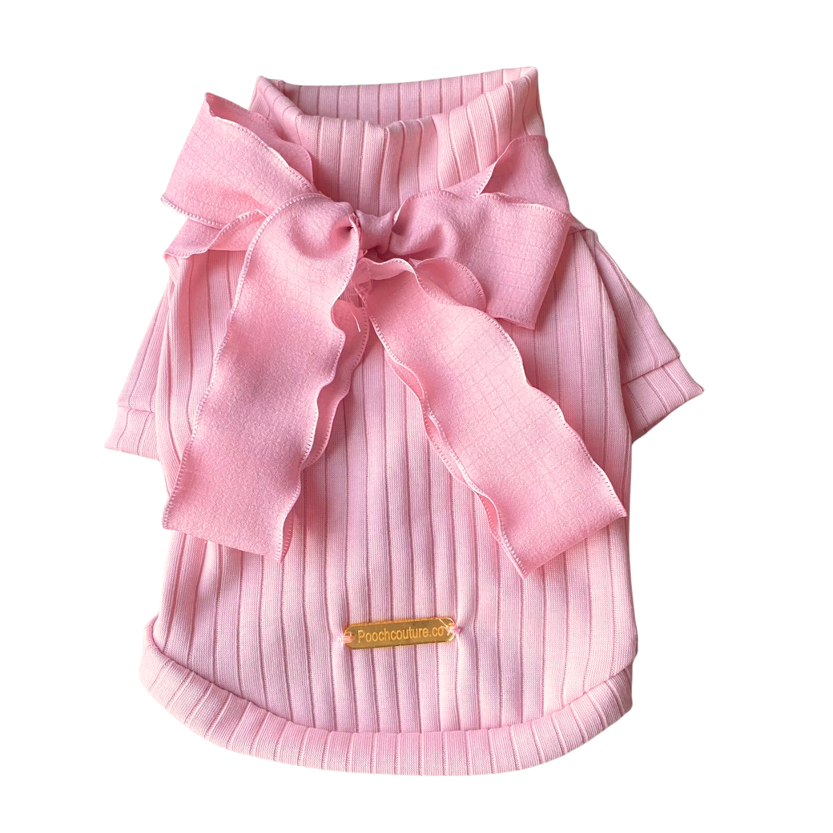 Pink Bow Cotton Turtleneck