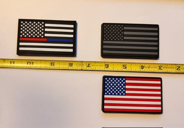 Black/Grey US American Flag Patch - Heavy Duty PVC/Rubber