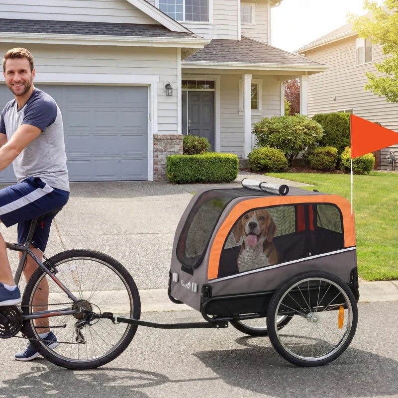Dog Bike Trailer, Pet Cart Bicycle Carrier with 20" Air Tires, Quick-Release Wheels, Reflectors, Flag
