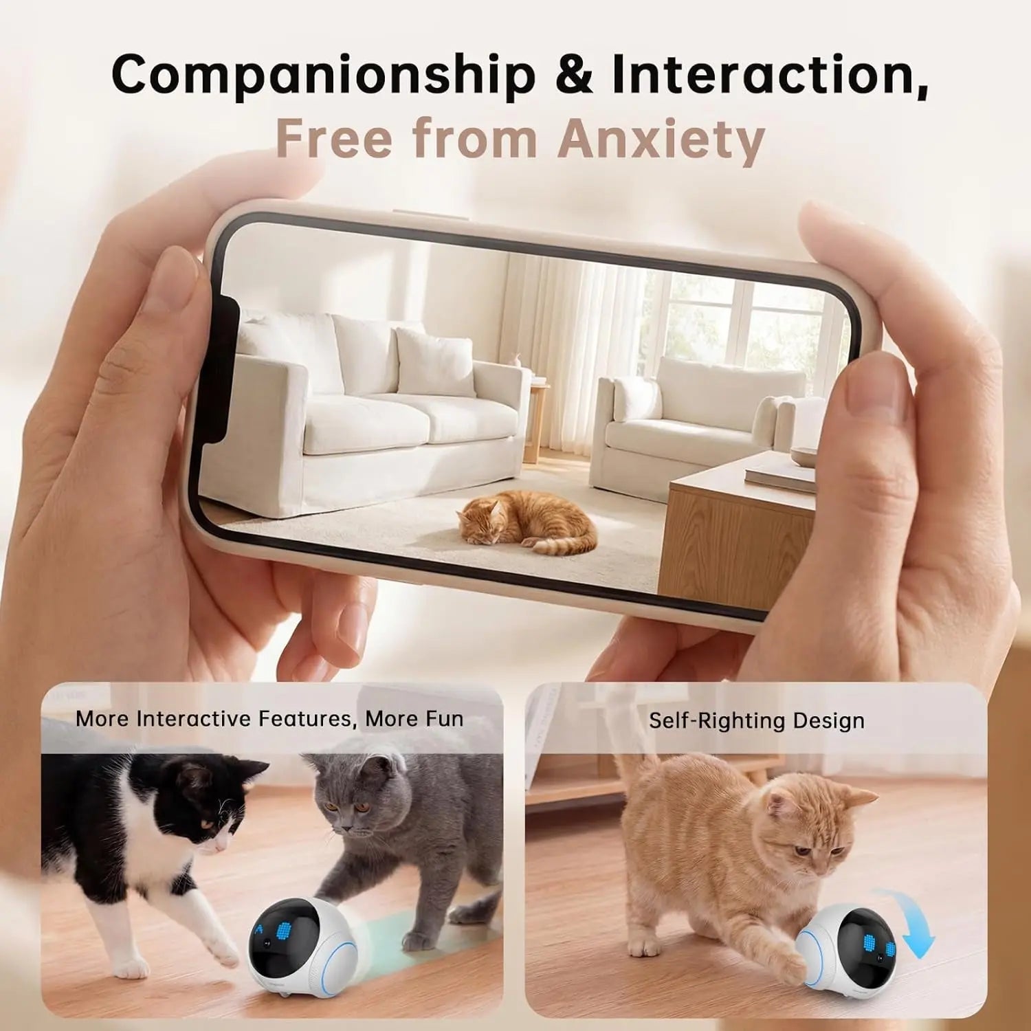 Movable Pet Camera Robot 1080P Two Way Audio Night Vision Auto Recharge