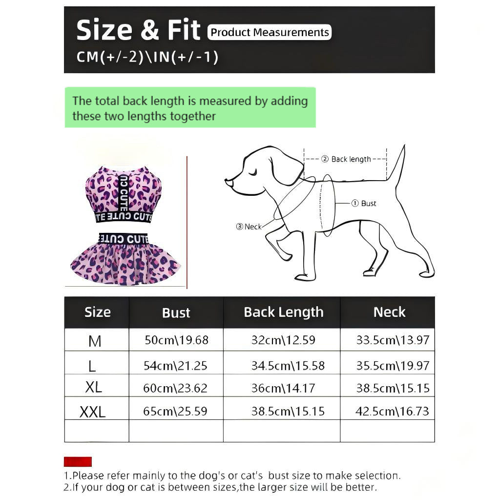 Purple Leopard 2-Piece GYM Dog Dress Set