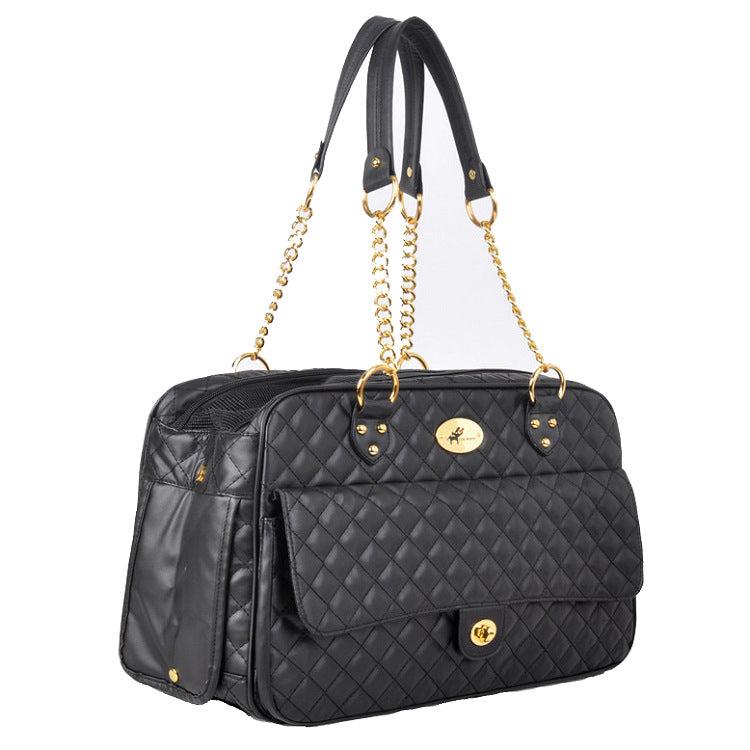 Luxury Quilted Dog Carrier Bag Airline Approved Pet Travel Handbag