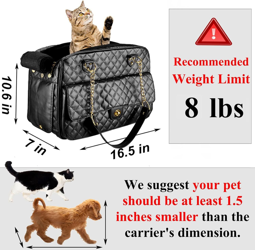 Luxury Quilted Dog Carrier Bag Airline Approved Pet Travel Handbag