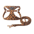 Leopard Print Dog Harness and Leash Set Adjustable Luxury Puppy Vest