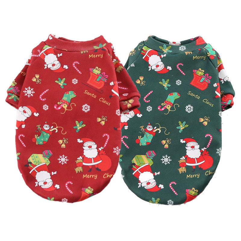 Dog & Cat Christmas Pullover • Warm Fleece, Santa Print