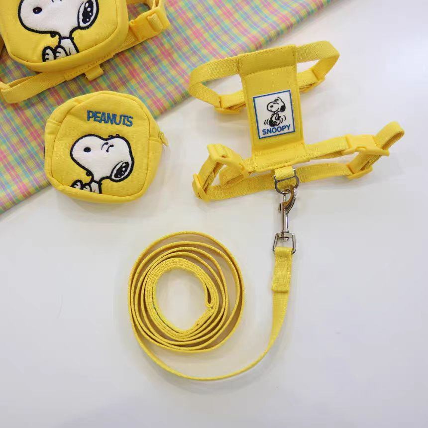 Yellow Cartoon Dog Backpack Harness Set