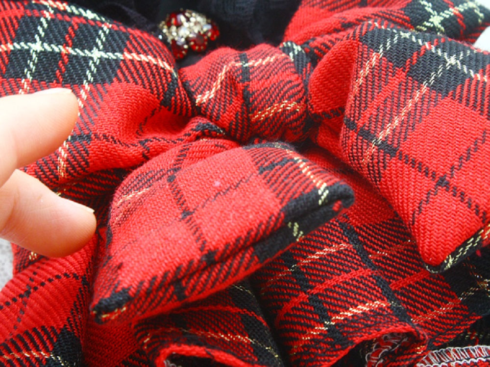 Handmade Pet shirt Uniform plaid skirt