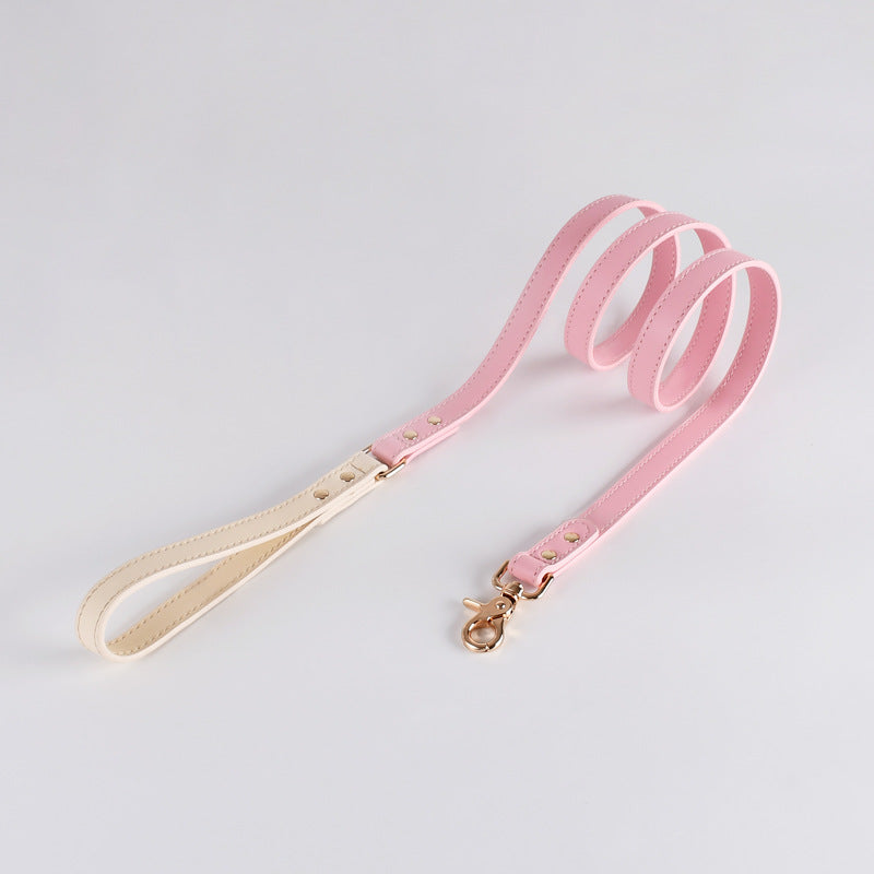 Luxury Two-Layer Cowhide Dog Leash – Comfortable Handle, Gold Hardware 4 Colors