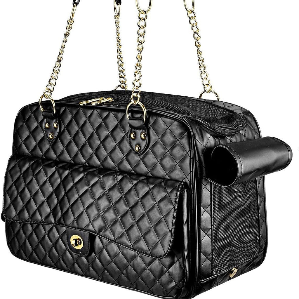 Luxury Quilted Dog Carrier Bag Airline Approved Pet Travel Handbag