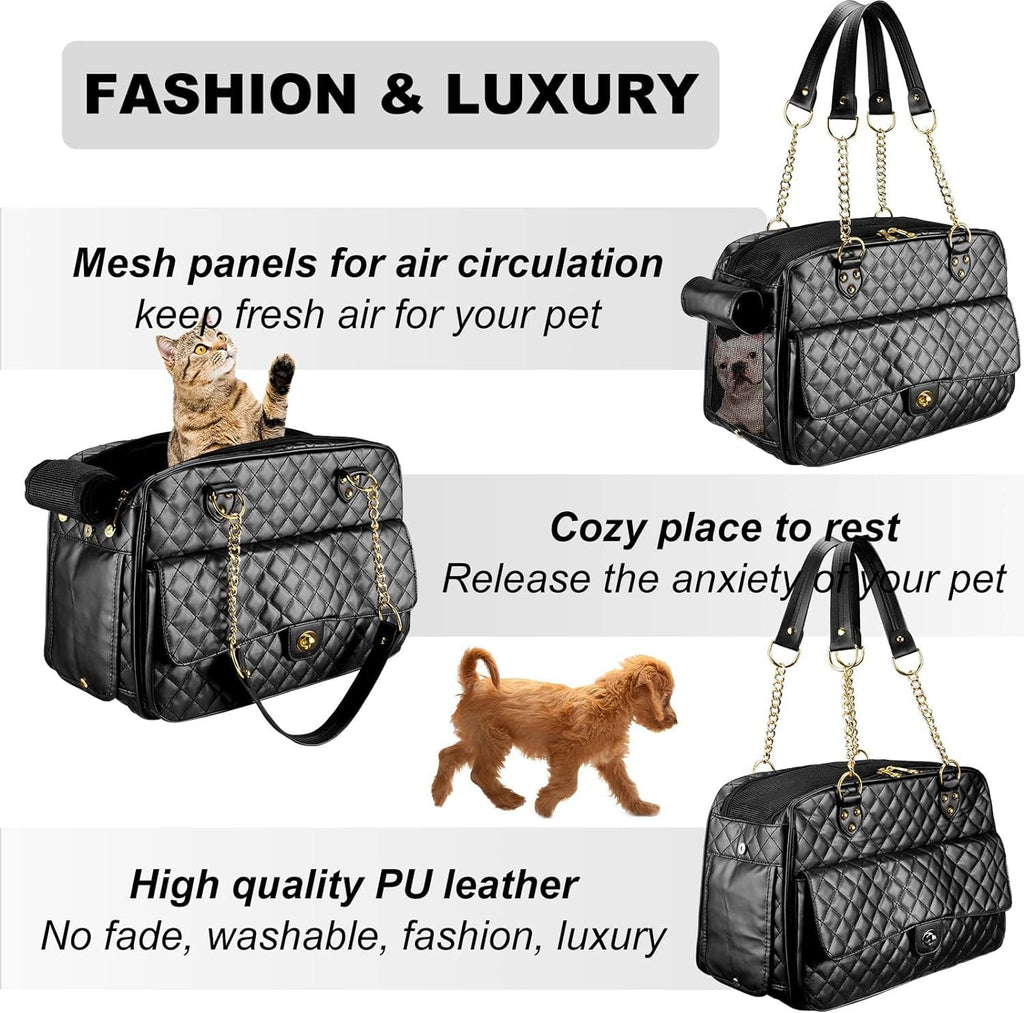 Luxury Quilted Dog Carrier Bag Airline Approved Pet Travel Handbag