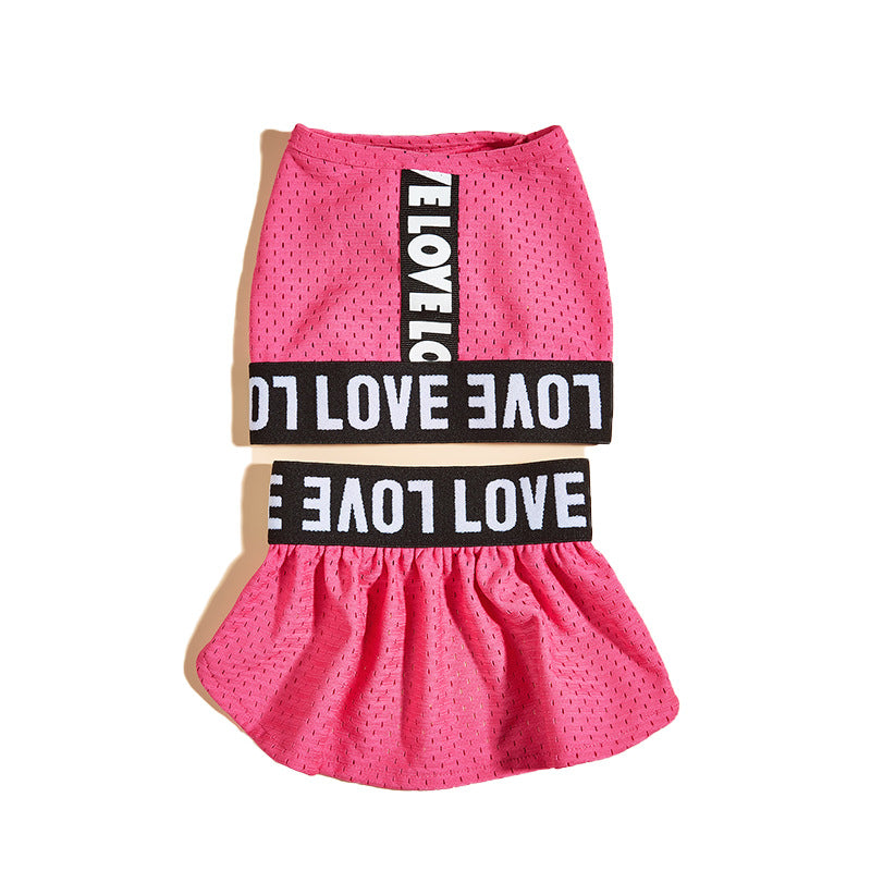 Rose Pink LOVE 2-Piece GYM Dog Dress Set