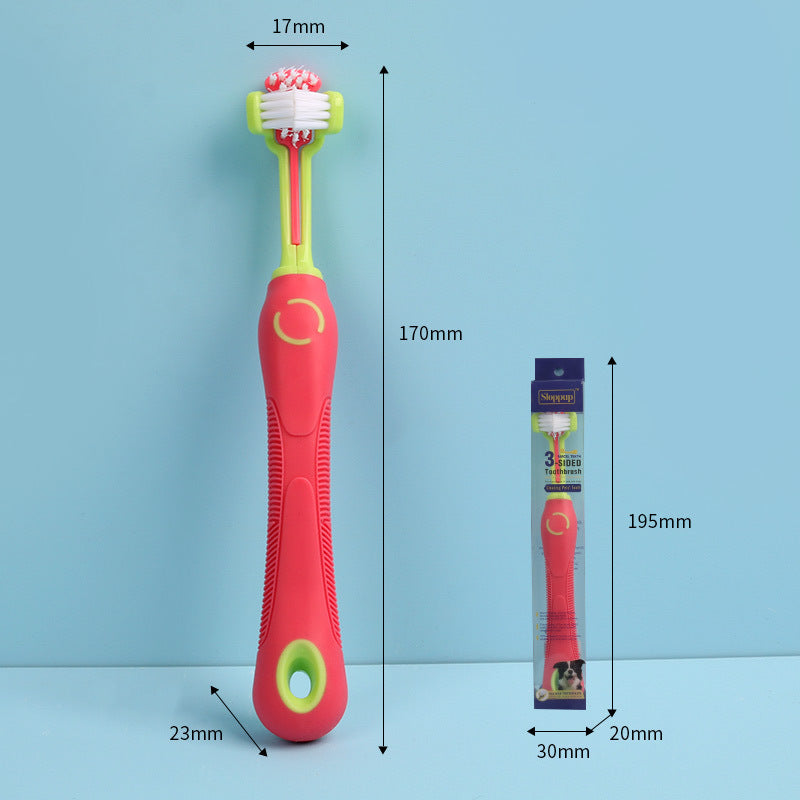Three-Sided Pet Toothbrush for Dogs and Cats