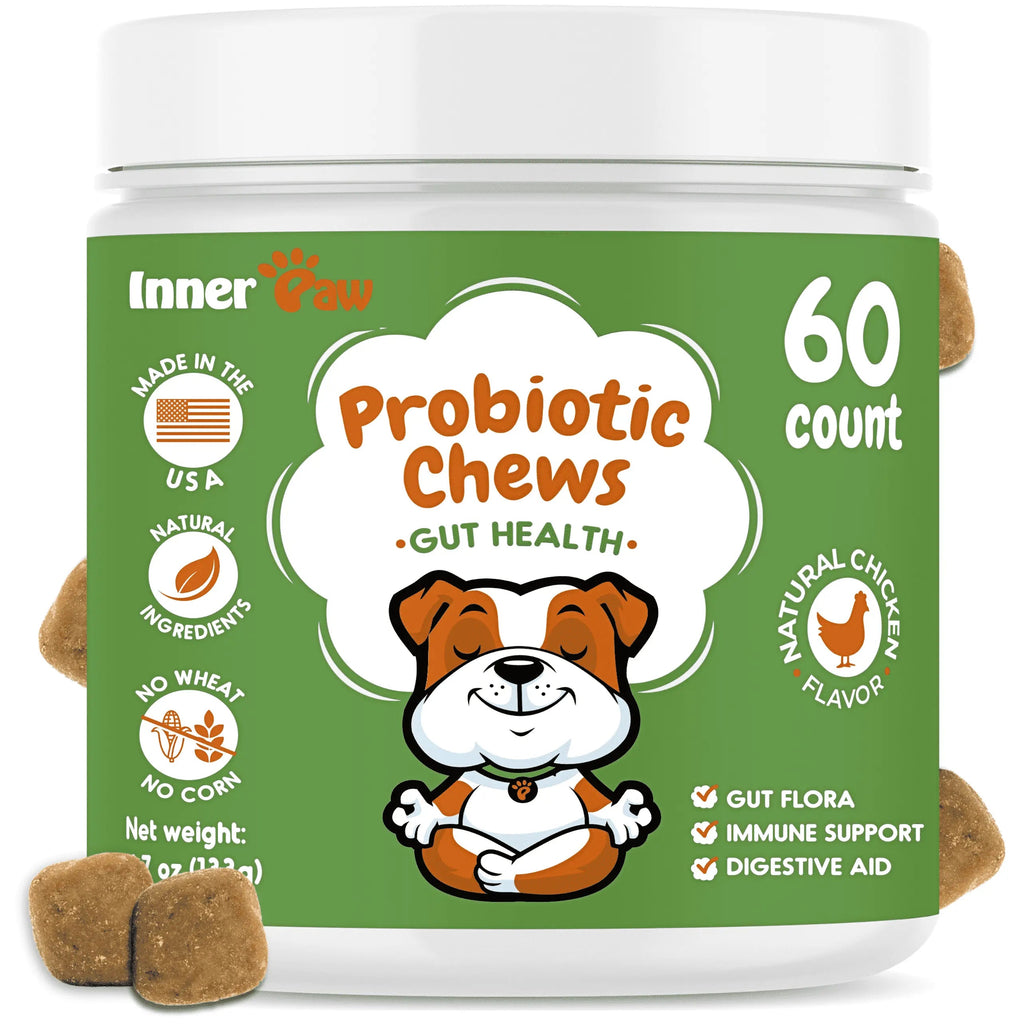 Probiotics for Dogs – Allergy, Gut Health & Digestive Support Chews for Itchy Skin, Yeast & Diarrhea