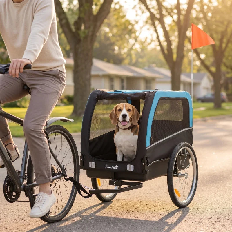 Dog Bike Trailer, Pet Cart Bicycle Carrier with 20" Air Tires, Quick-Release Wheels, Reflectors, Flag