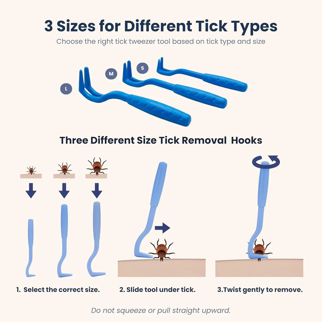 Tick Remover Kit Hooks Comb Stainless Steel Tool Dogs Cats Travel First Aid