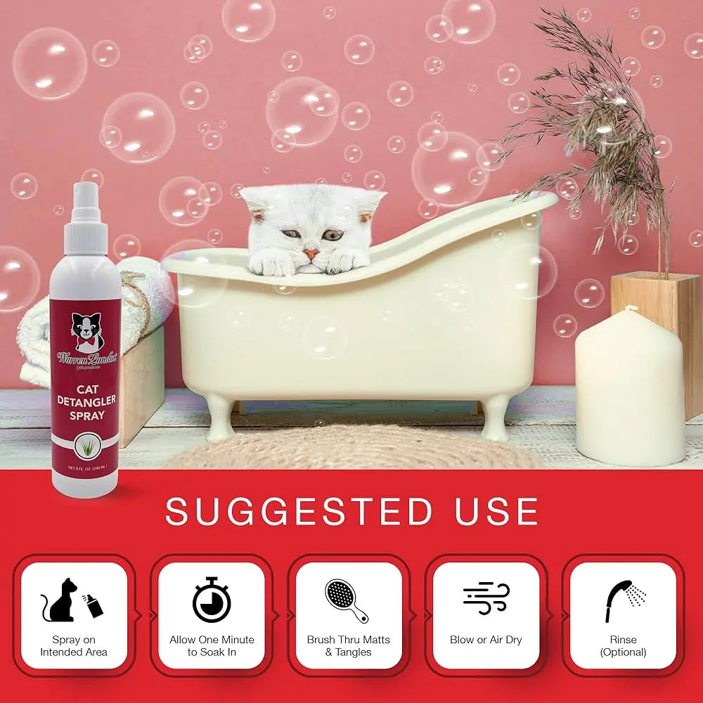 Warren London Fragrance-Free Cat Detangler Spray – Leave-In Conditioner 8oz