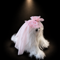 Pink Blue Tulle Bow Pet Veil Hair Clip