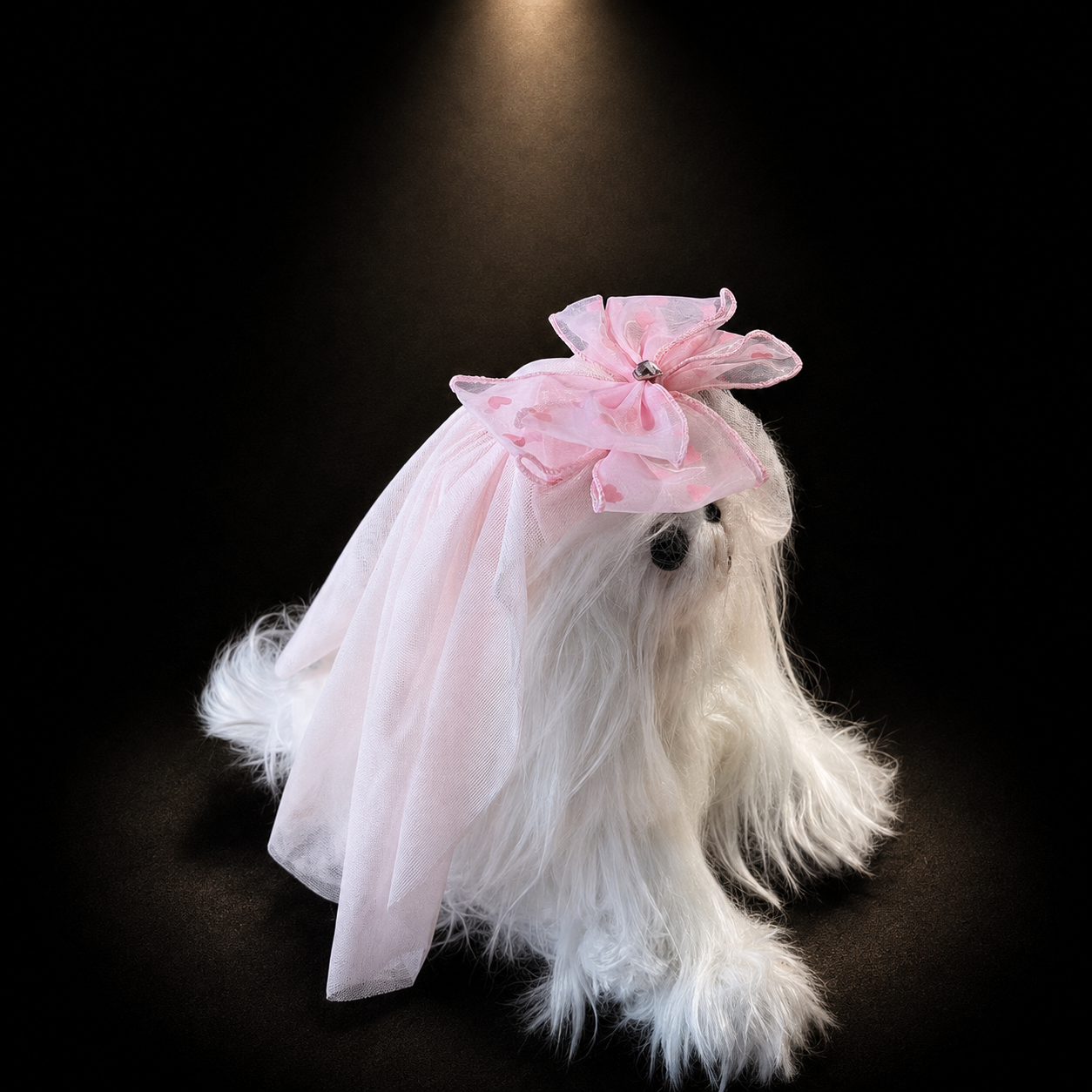 Pink Blue Tulle Bow Pet Veil Hair Clip
