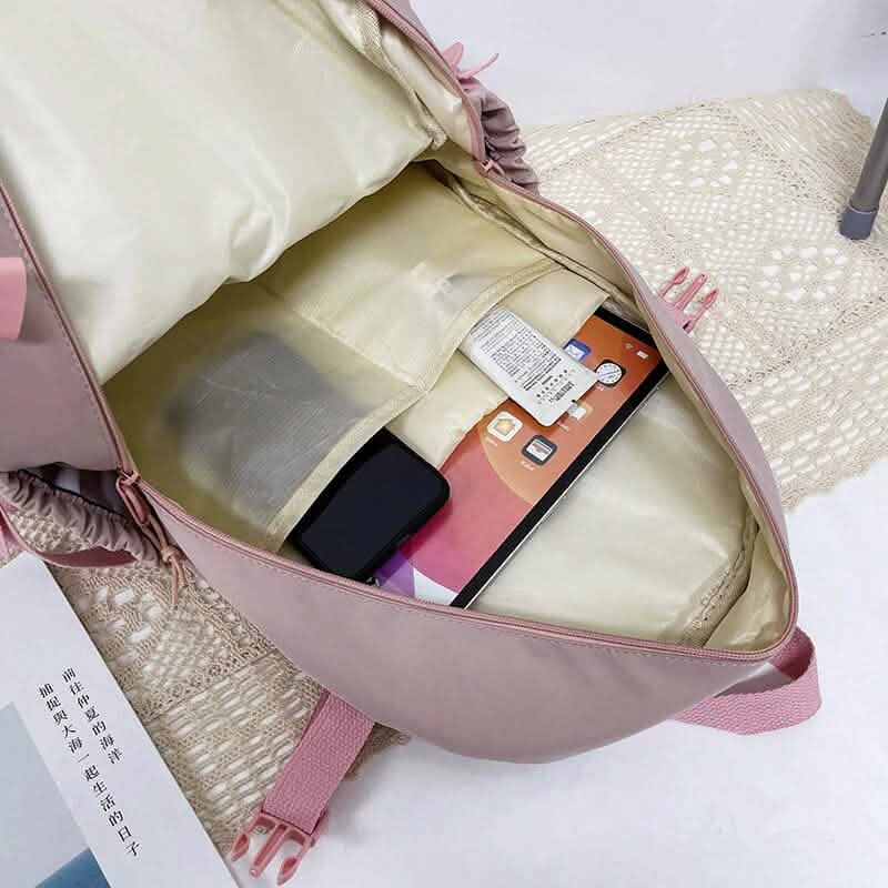 Cute Waterproof Multi-Pocket Women Backpacks with Bear Doll