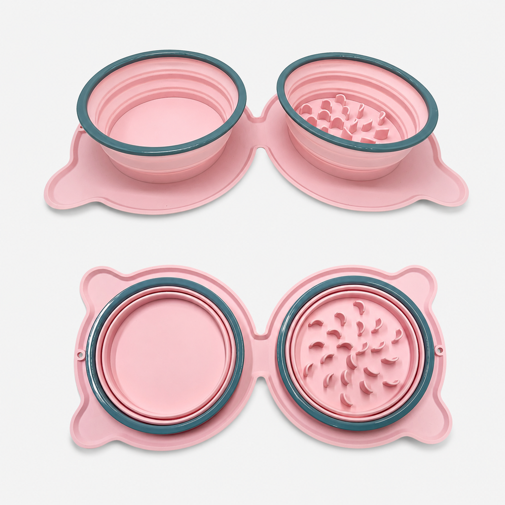 Collapsible Travel Double Pet Bowl