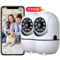 2-Pack: Wireless Security Cameras – 355° Rotation, Night Vision, Motion Detection, Two-Way Audio
